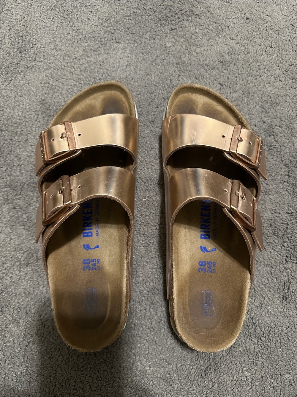 Birkenstock Arizona Two-Strap Sandals in Metallic Copper
